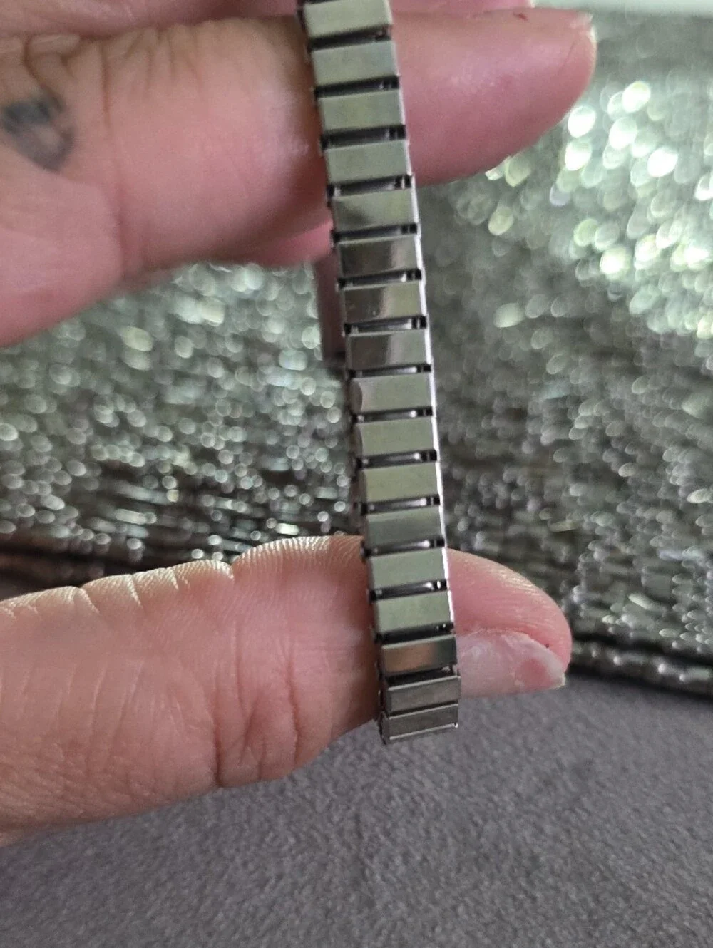 Vintage Stainless Steel Wristband with Red Inlay